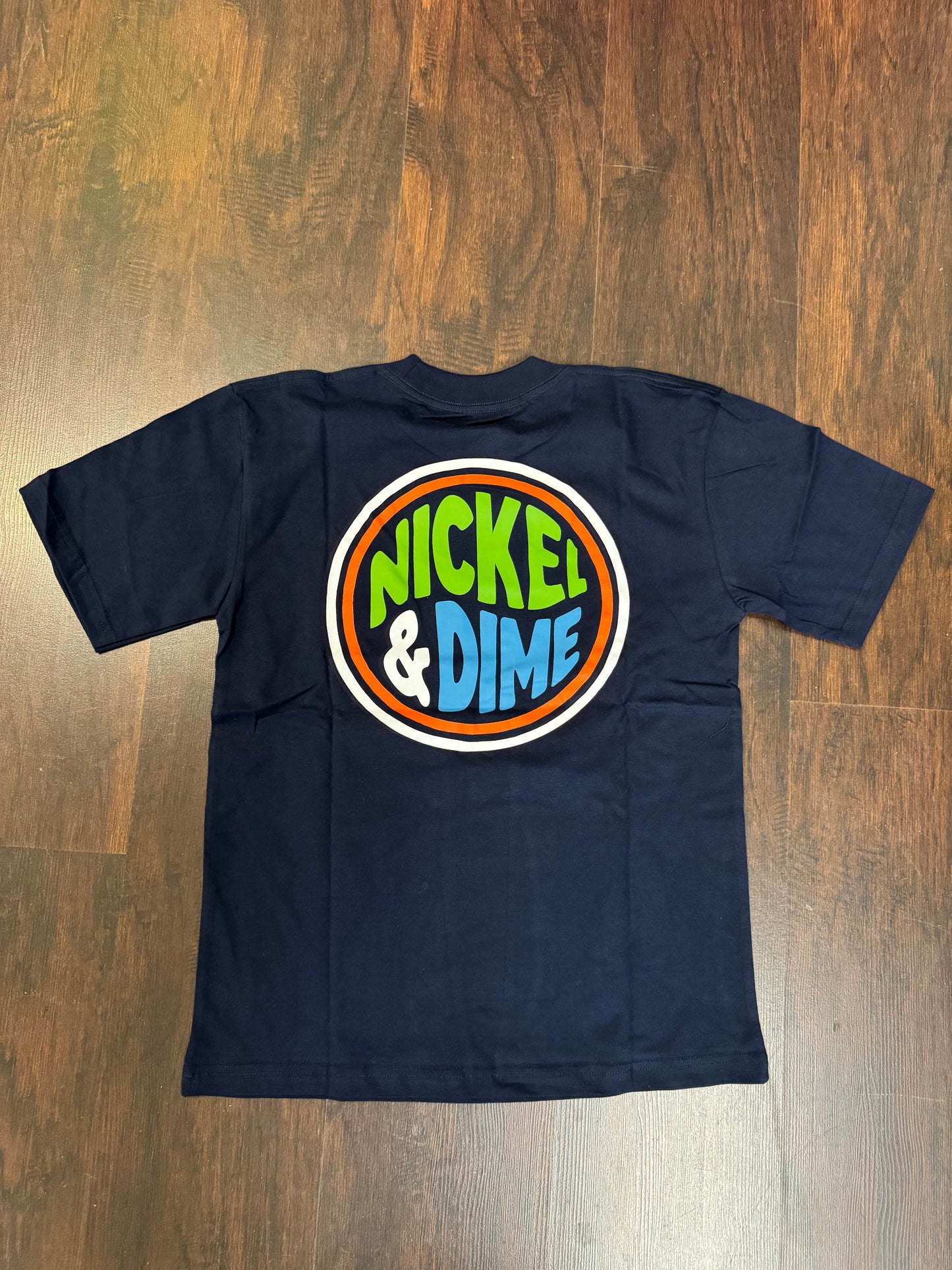 Nickel And Dime Navy Bubble logo shirt
