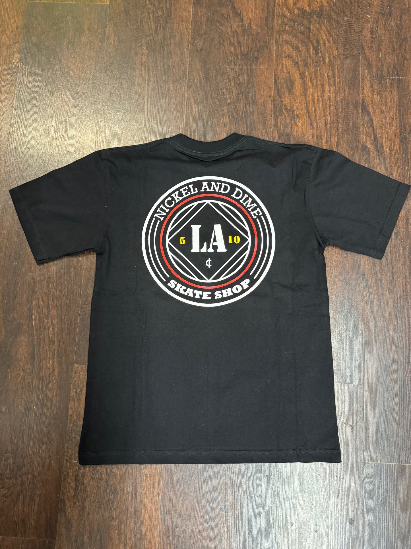 Nickel And Dime Skate Shop  (front and back Black )OG logo shirt