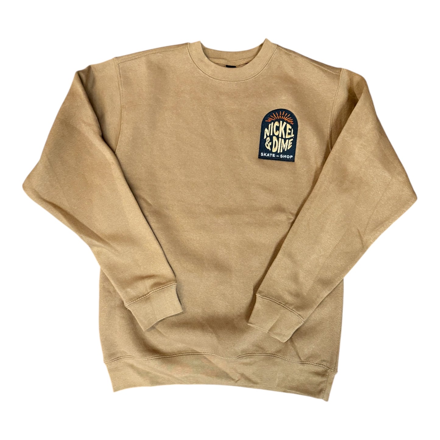 Nickel and Dime Skate Shop Tablet logo (coconut) crew neck