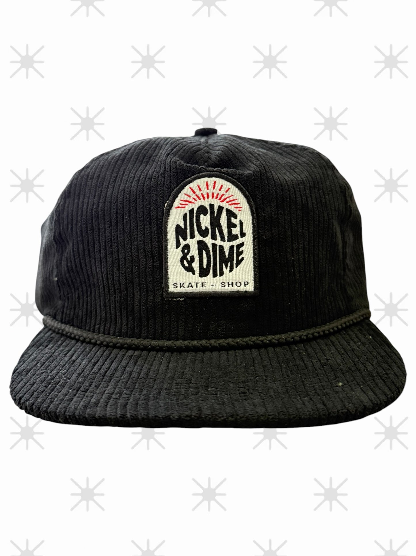 Nickel and Dime skate shop corduroy black snap back hat