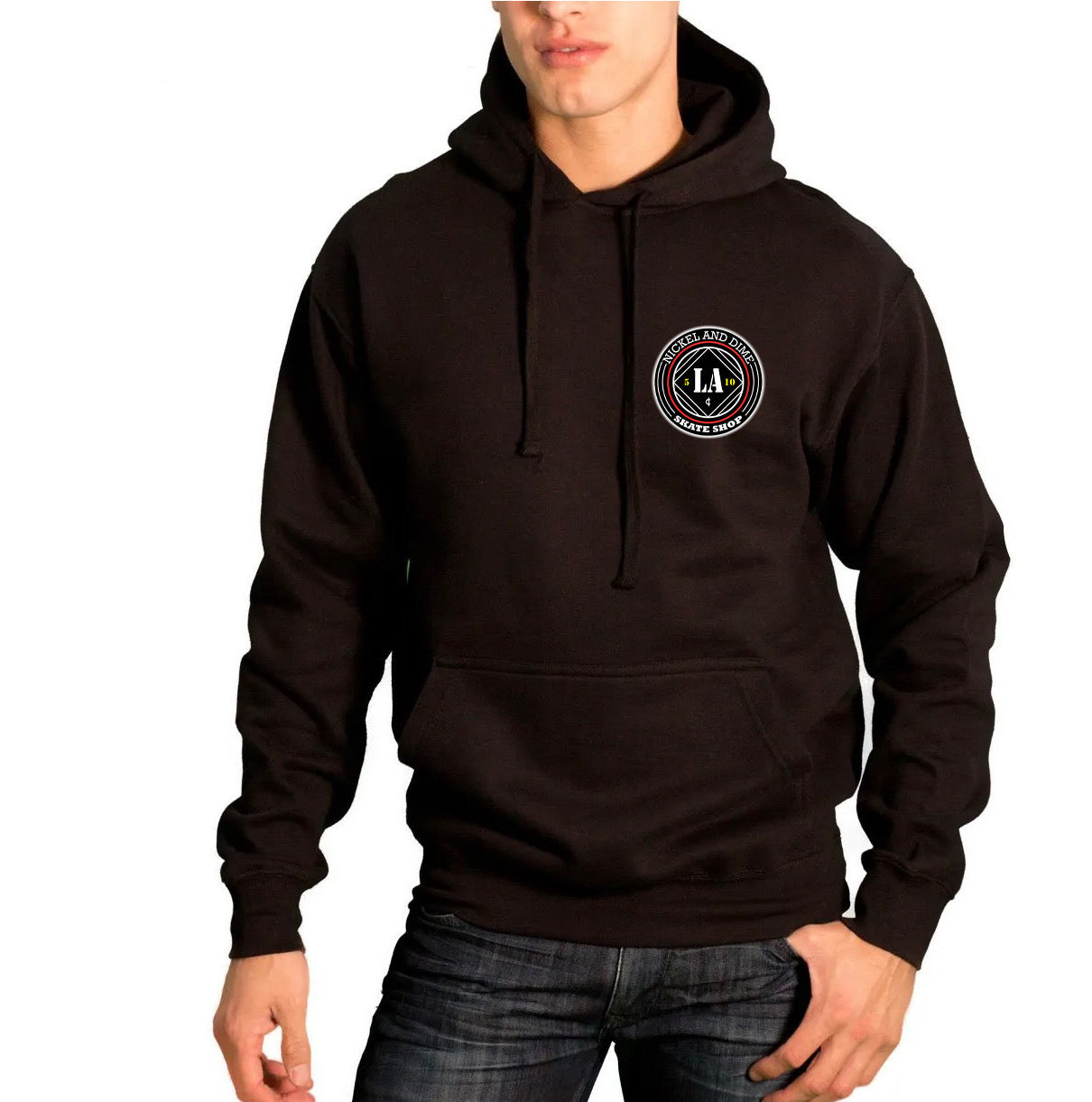 Nickel and Dime skate shop OG logo black hoodie